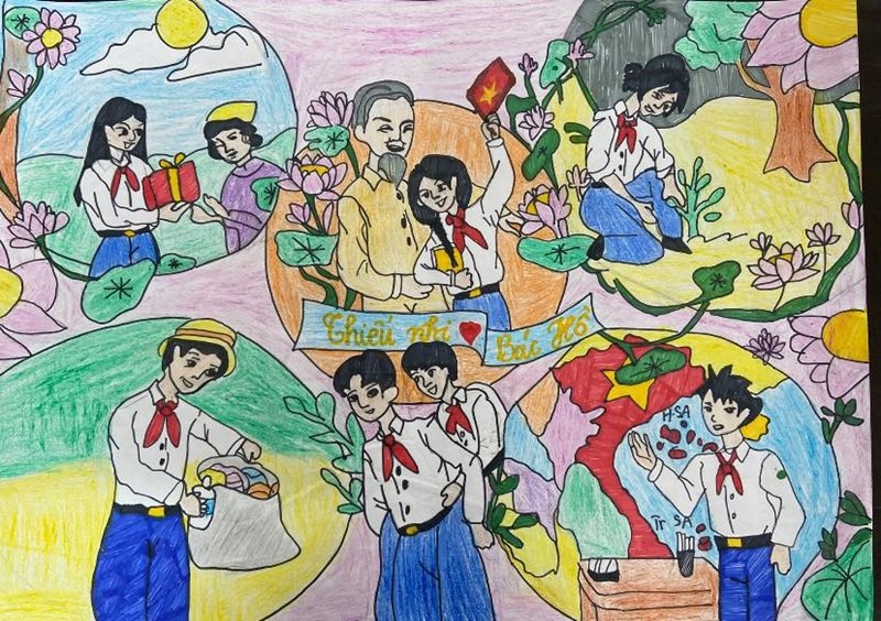 vẽ tranh bác hồ với thiếu nhi 38
