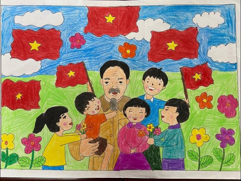 vẽ tranh bác hồ với thiếu nhi 40