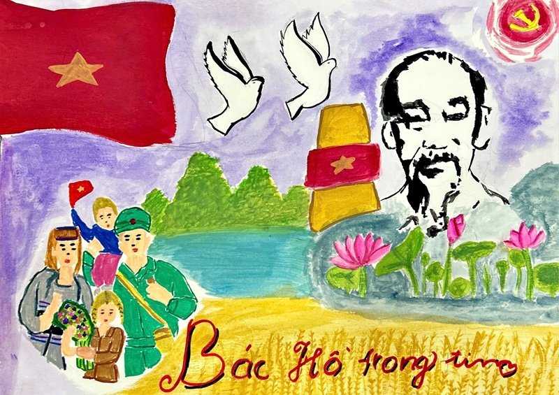 vẽ tranh bác hồ với thiếu nhi 6