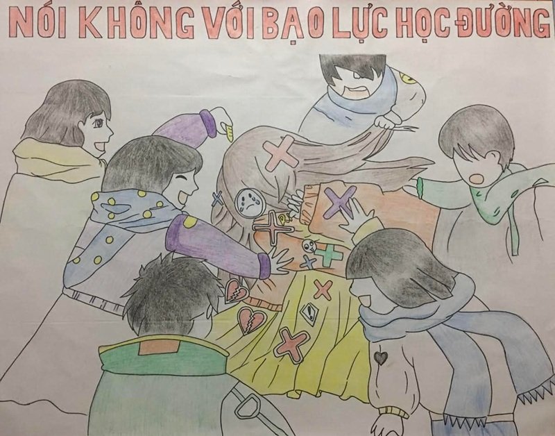vẽ tranh bạo lực học đường 10