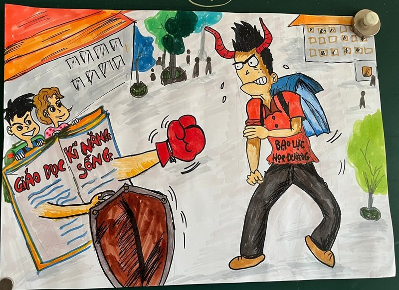 vẽ tranh bạo lực học đường 19