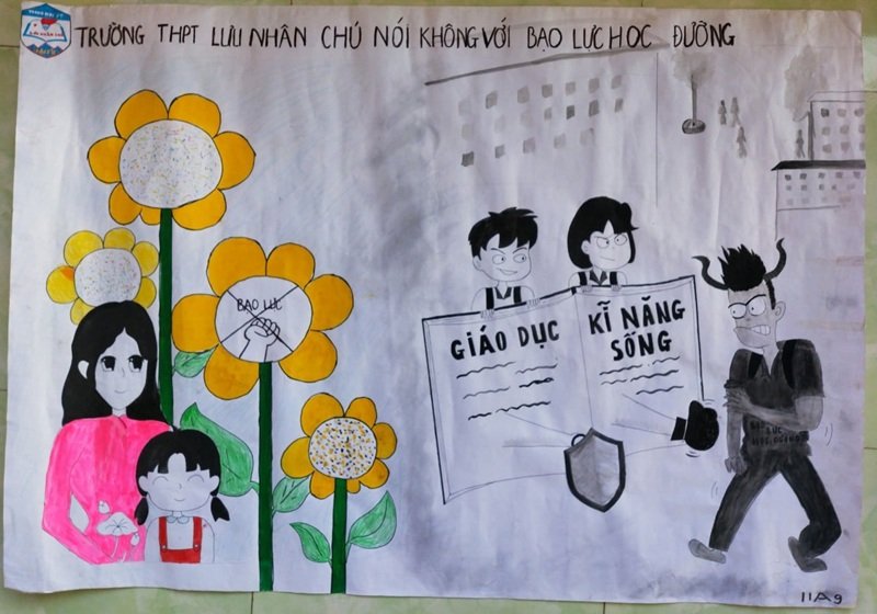 vẽ tranh bạo lực học đường 2
