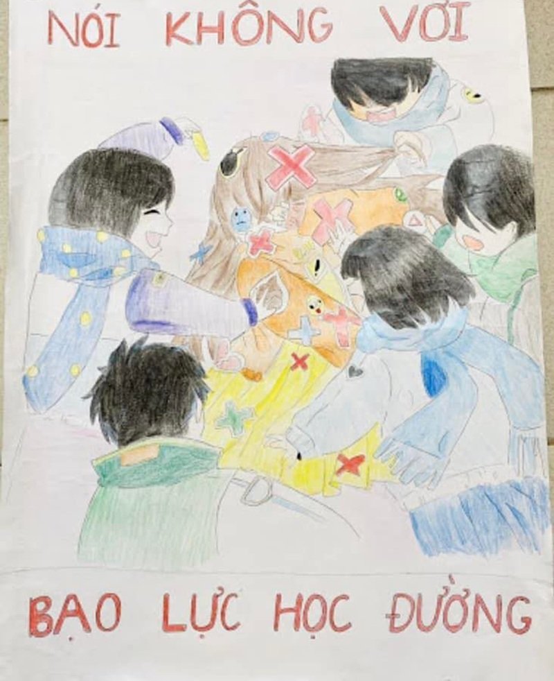 vẽ tranh bạo lực học đường 3