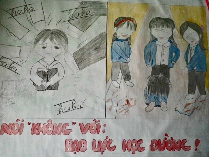 vẽ tranh bạo lực học đường 4