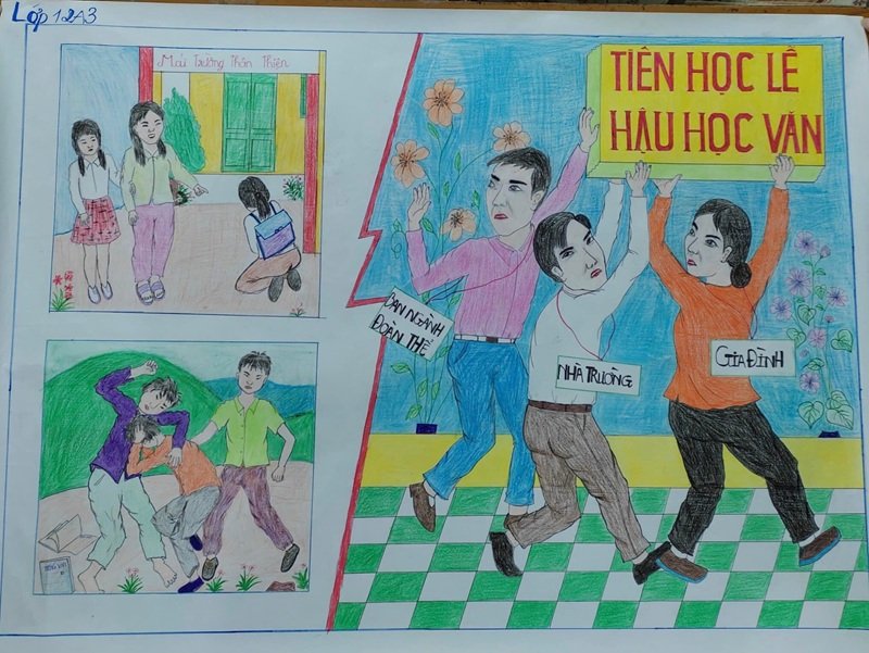 vẽ tranh bạo lực học đường 5