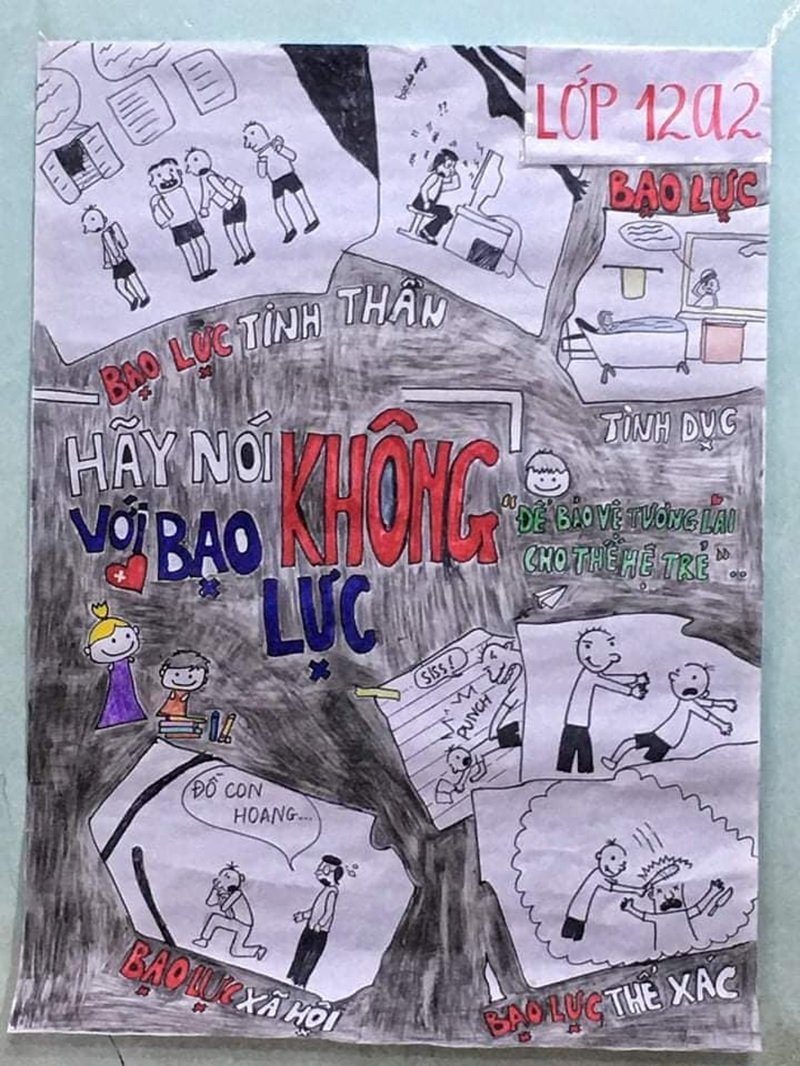 vẽ tranh bạo lực học đường 9