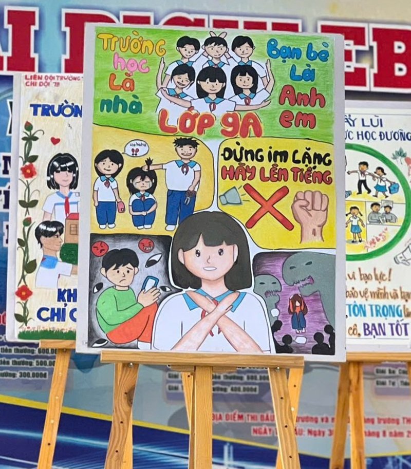 vẽ tranh chủ đề bạo lực học đường
