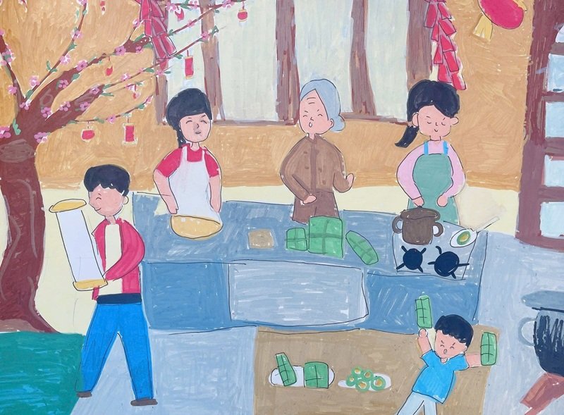 vẽ tranh ngày tết 10