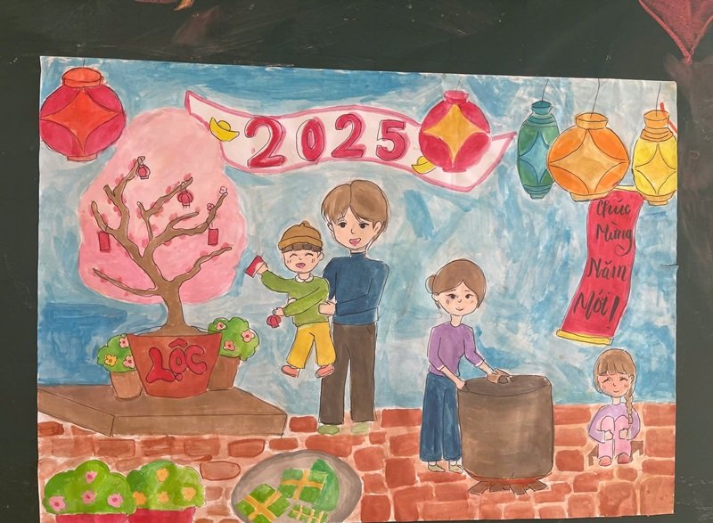 vẽ tranh ngày tết 12