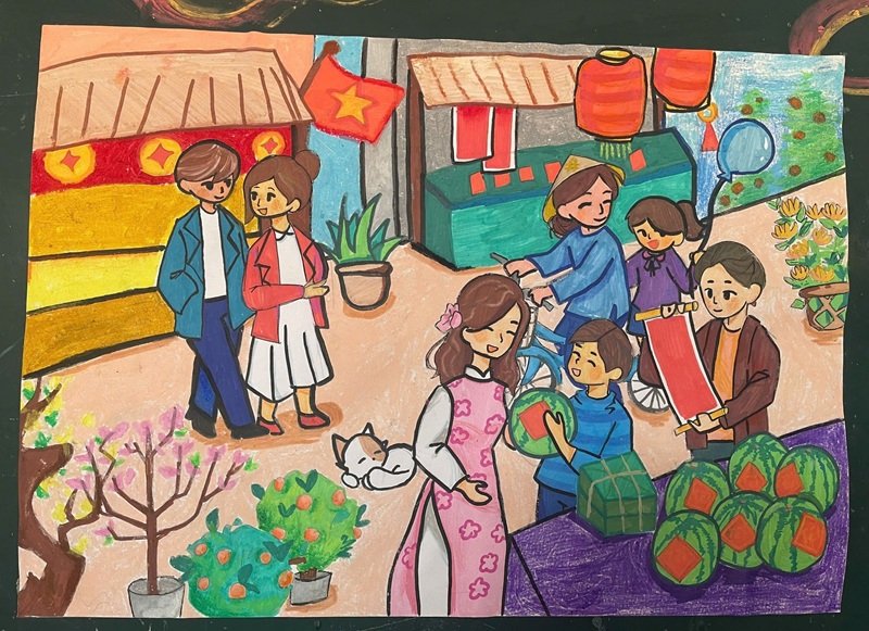 vẽ tranh ngày tết 15