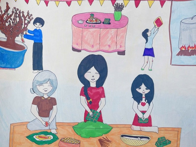 vẽ tranh ngày tết lớp 6