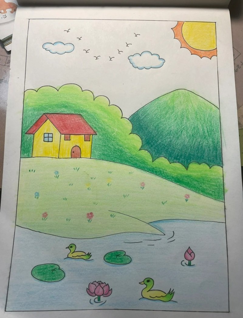 vẽ tranh phong cảnh làng quê 10