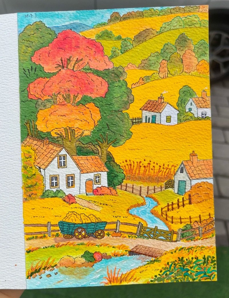 vẽ tranh phong cảnh làng quê 29