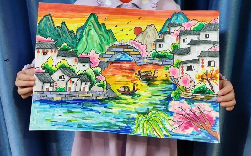 vẽ tranh phong cảnh làng quê 4