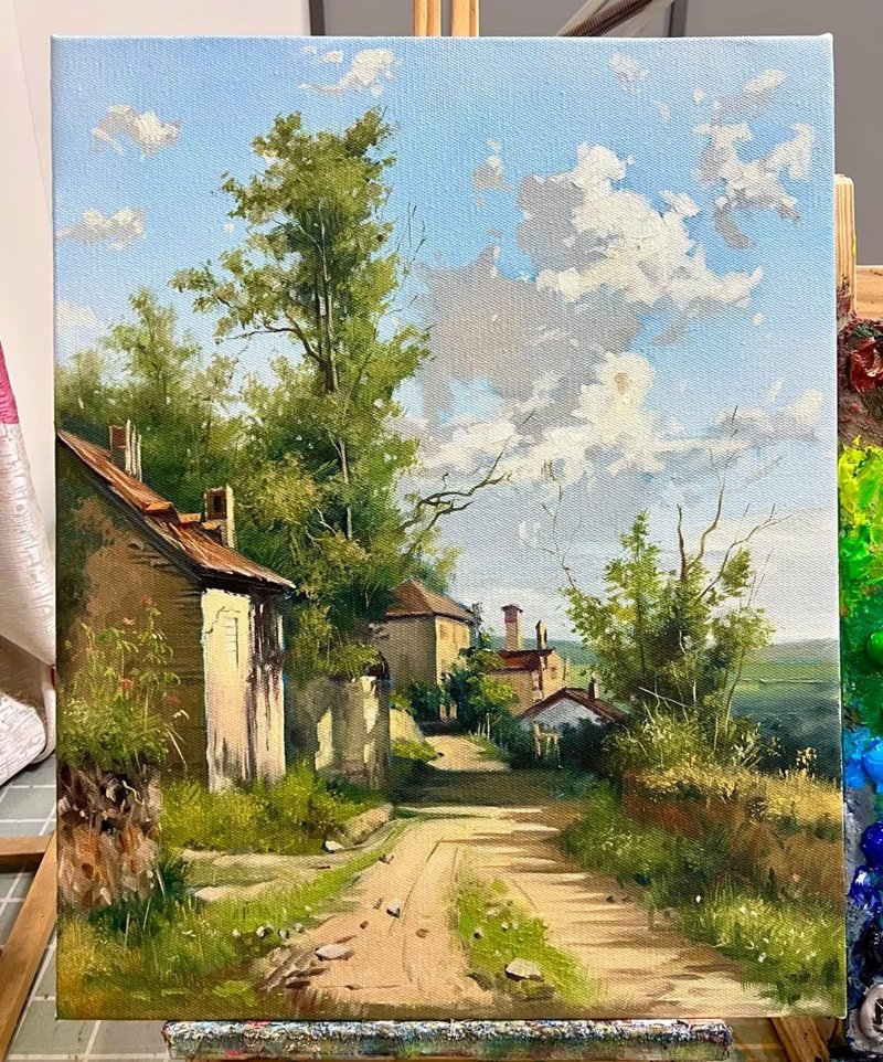 vẽ tranh phong cảnh làng quê 8