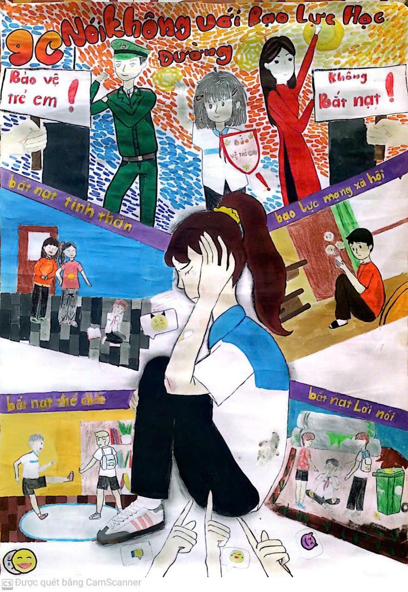 vẽ tranh tuyên truyền phòng chống bạo lực học đường