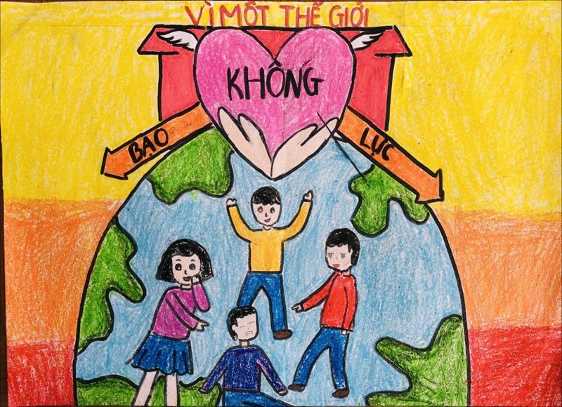 vẽ tranh về bạo lực học đường