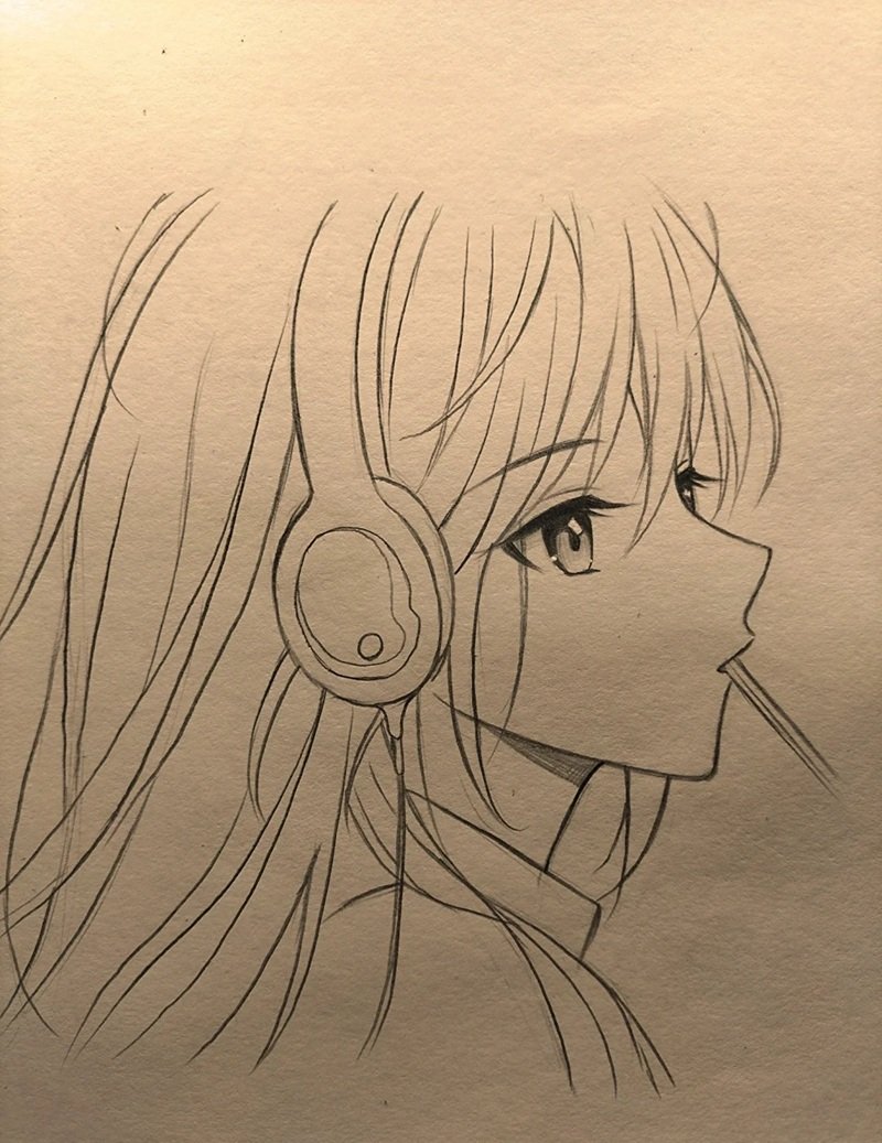 hình vẽ anime nữ đơn giản 11