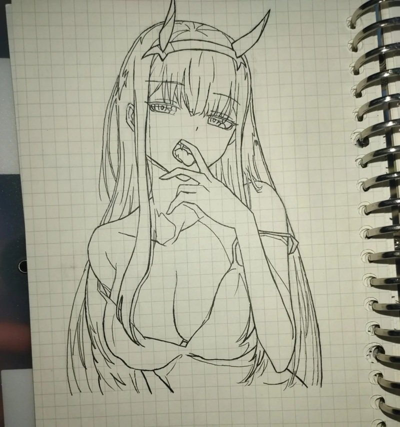 hình vẽ anime nữ đơn giản 12