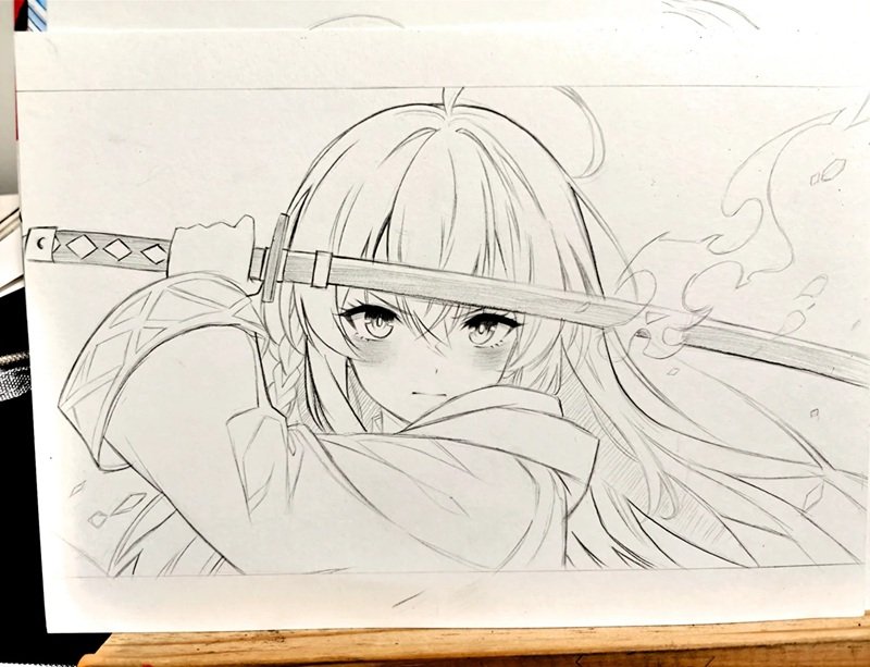 hình vẽ anime nữ đơn giản 13