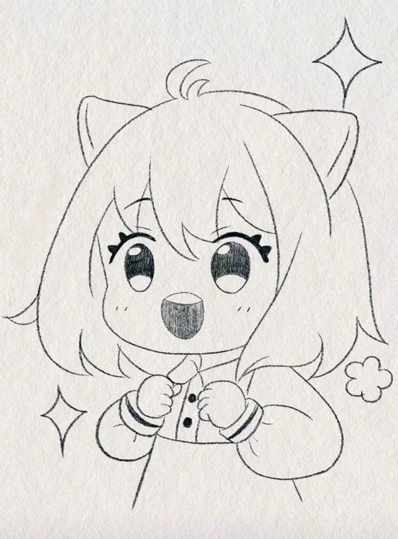 hình vẽ anime nữ đơn giản 15