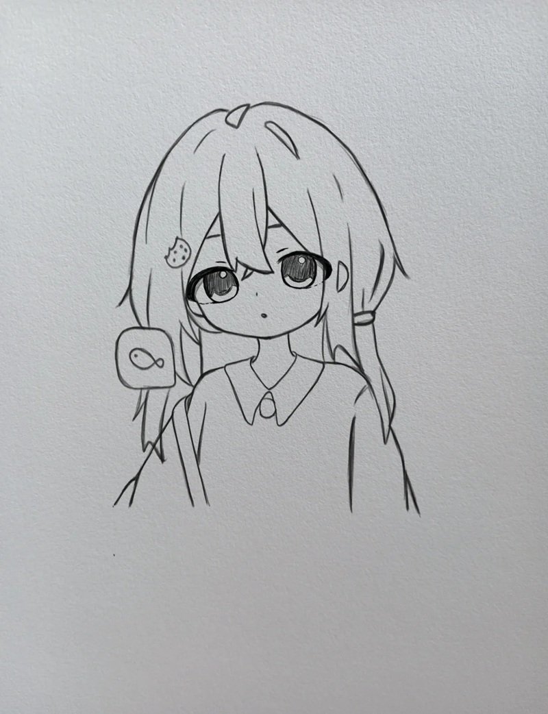 hình vẽ anime nữ đơn giản 19