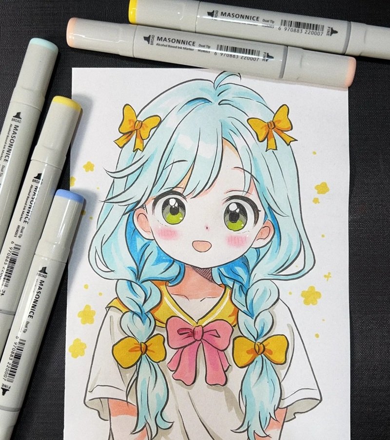 hình vẽ anime nữ đơn giản 20