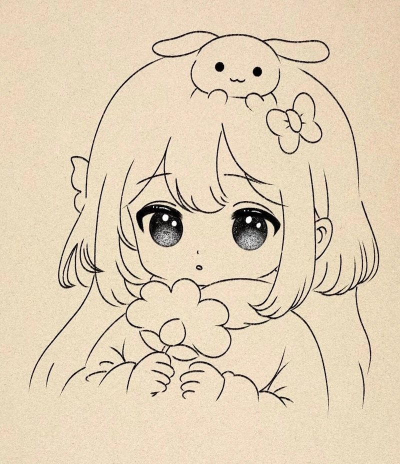 hình vẽ anime nữ đơn giản 21