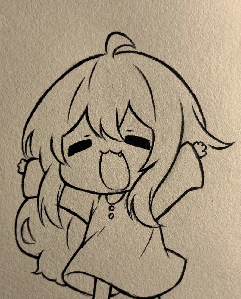 hình vẽ anime nữ đơn giản 22