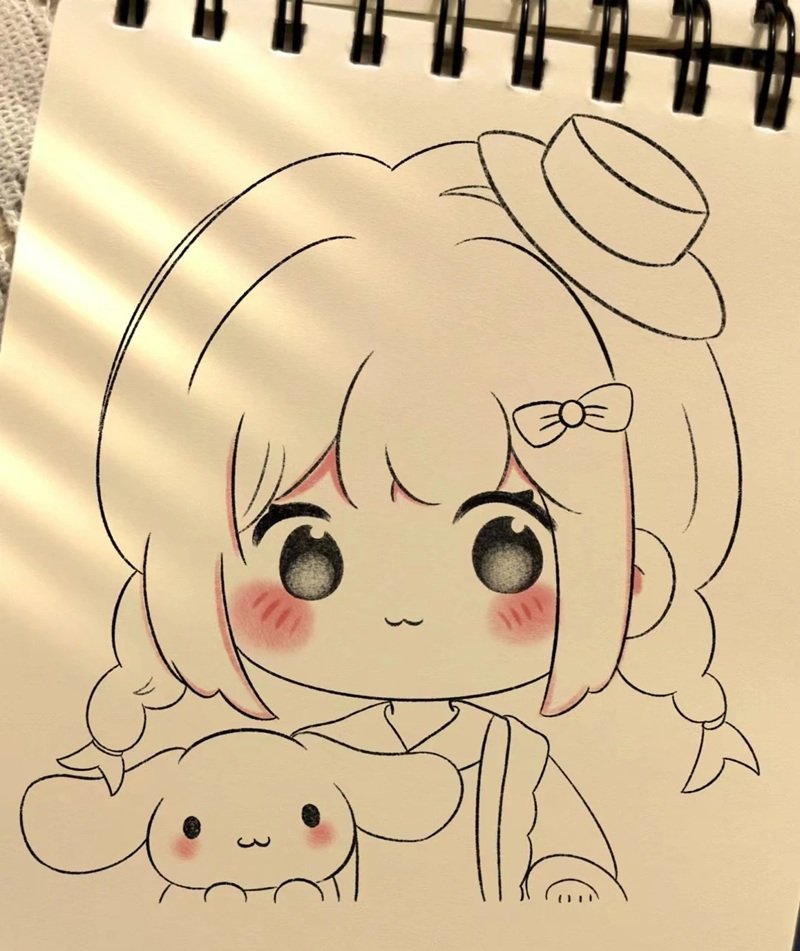 hình vẽ anime nữ đơn giản 23