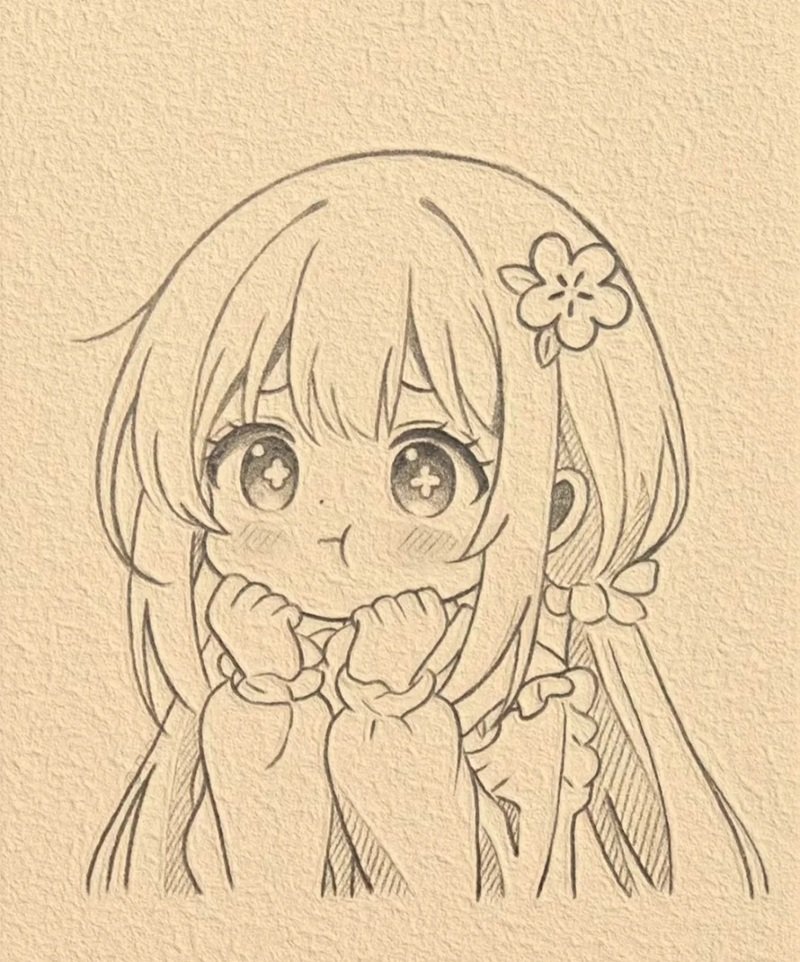 hình vẽ anime nữ đơn giản 24