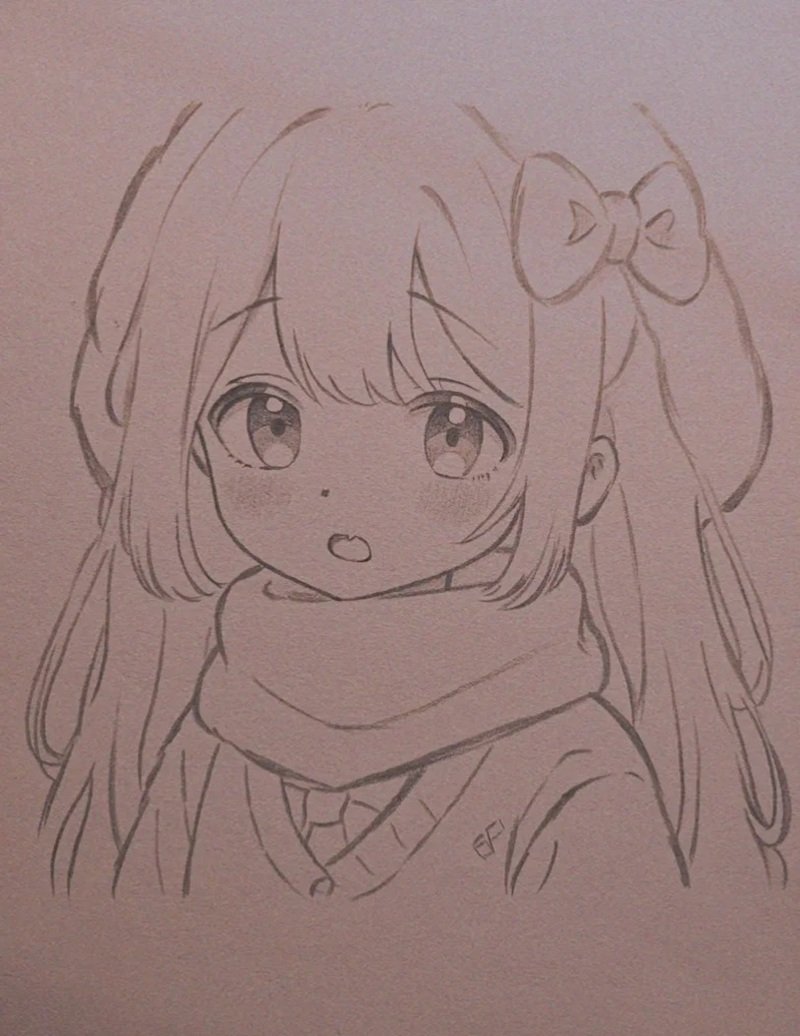 hình vẽ anime nữ đơn giản 26