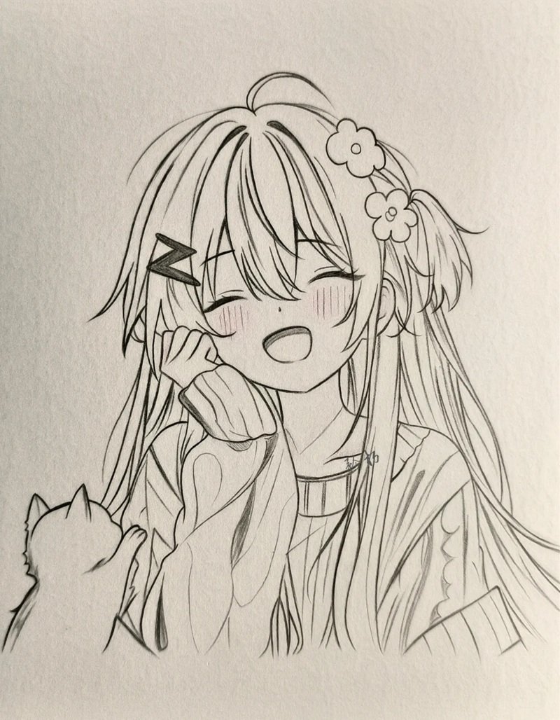 hình vẽ anime nữ đơn giản 3