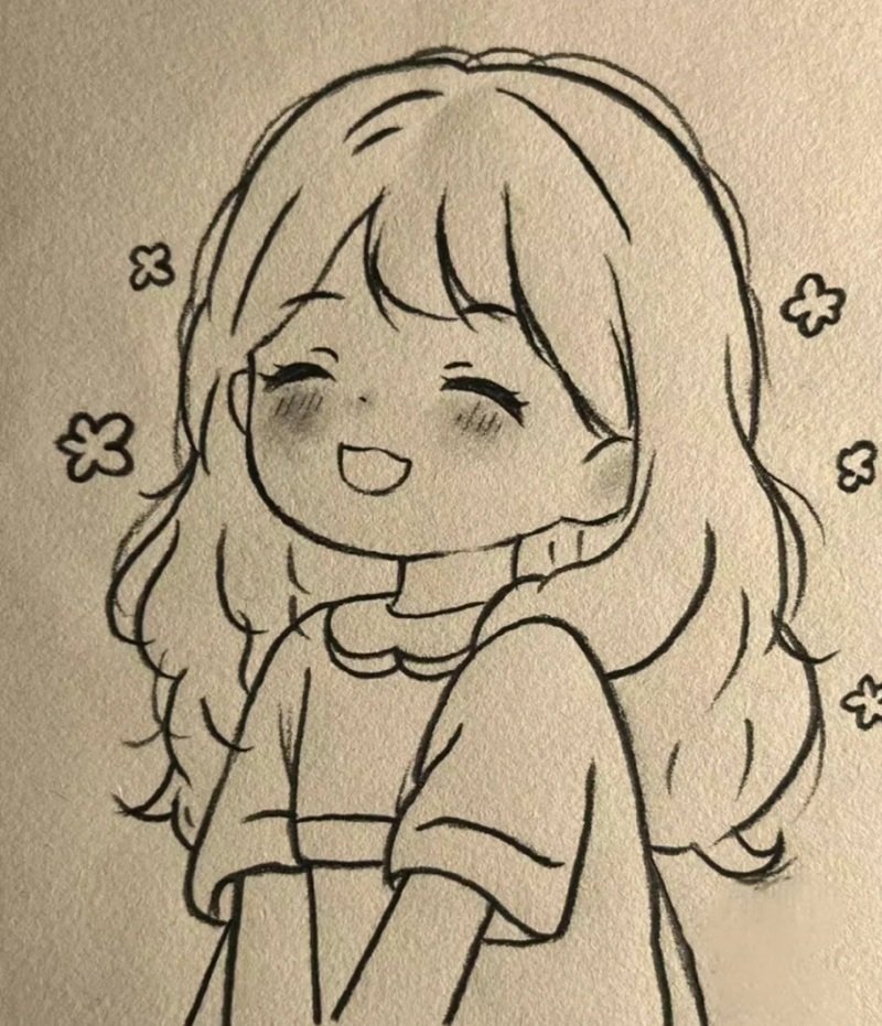 hình vẽ anime nữ đơn giản 32