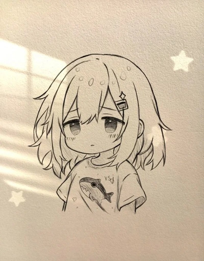 hình vẽ anime nữ đơn giản 36