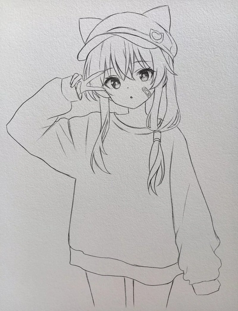 hình vẽ anime nữ đơn giản 4