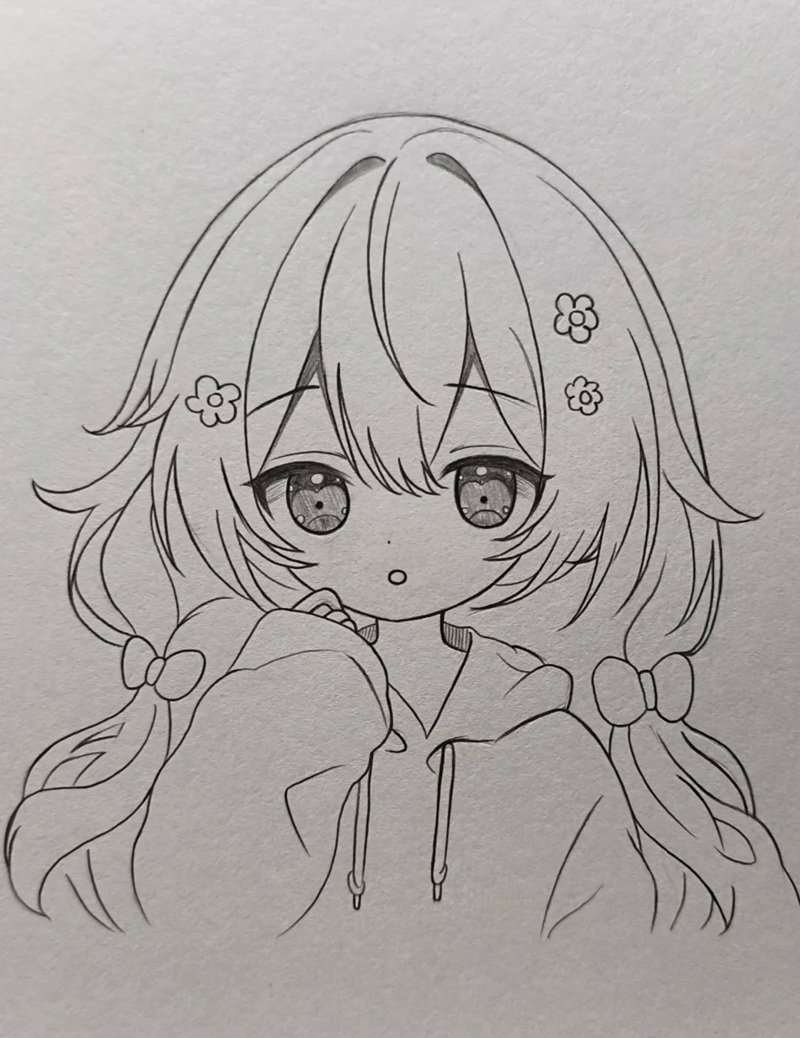 hình vẽ anime nữ đơn giản 5