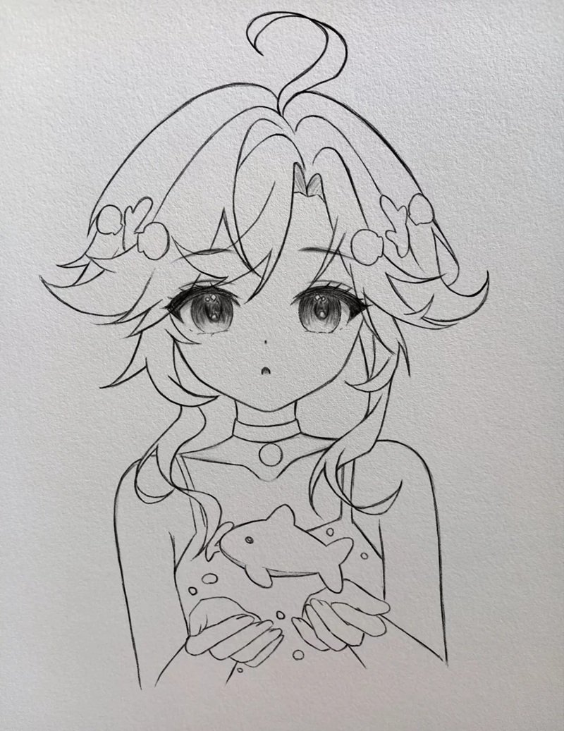 hình vẽ anime nữ đơn giản 6