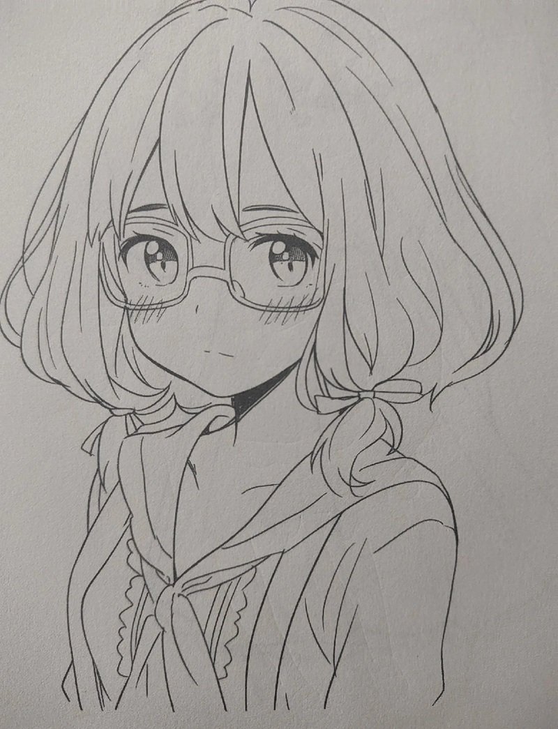 hình vẽ anime nữ đơn giản 9