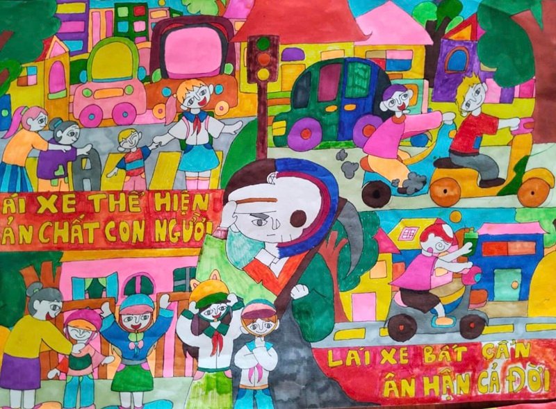 tranh vẽ an toàn giao thông 3