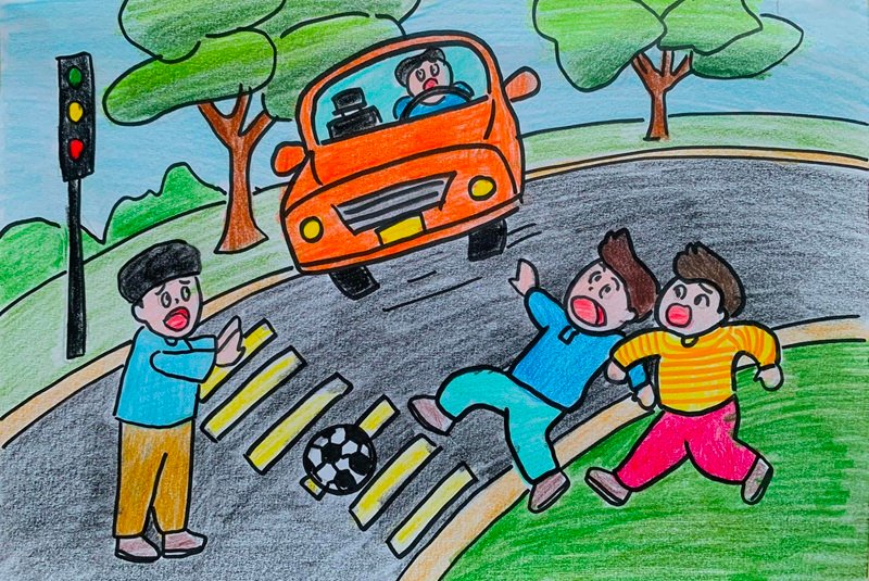 tranh vẽ an toàn giao thông 38