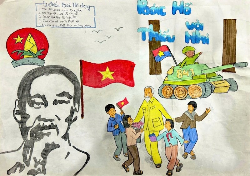 tranh vẽ bác hồ với thiếu nhi 11