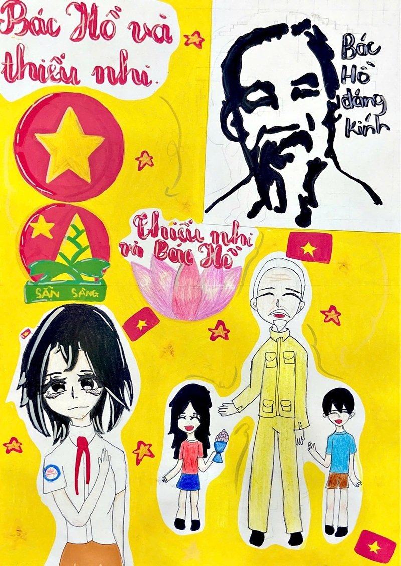 tranh vẽ bác hồ với thiếu nhi 13