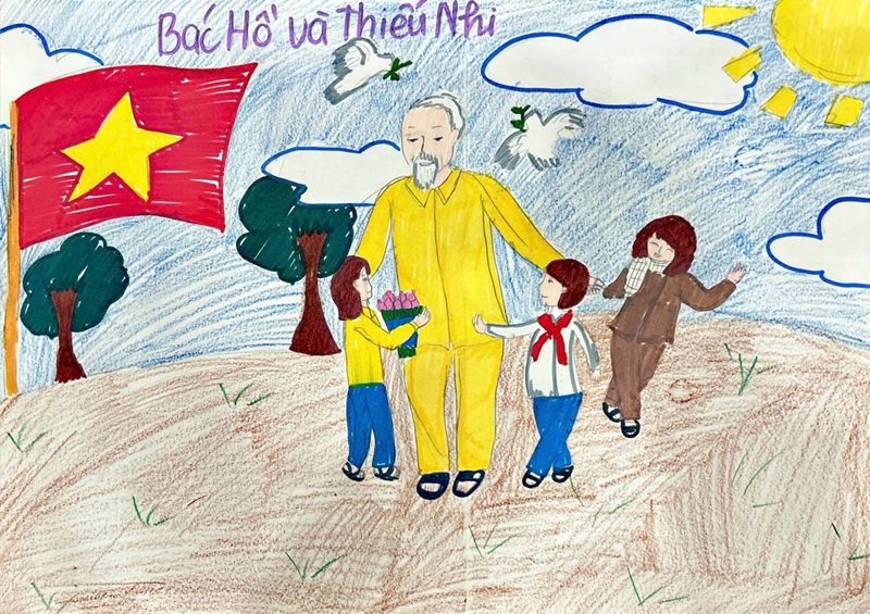 tranh vẽ bác hồ với thiếu nhi 18