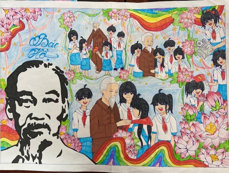 tranh vẽ bác hồ với thiếu nhi 23