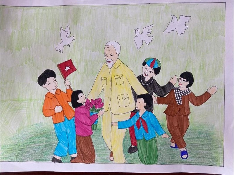 tranh vẽ bác hồ với thiếu nhi 27
