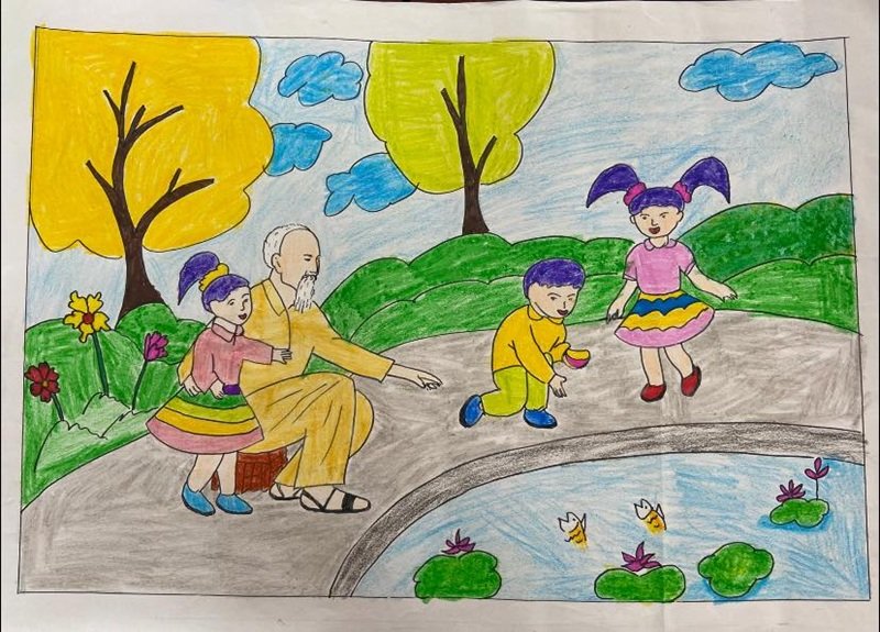 tranh vẽ bác hồ với thiếu nhi 33