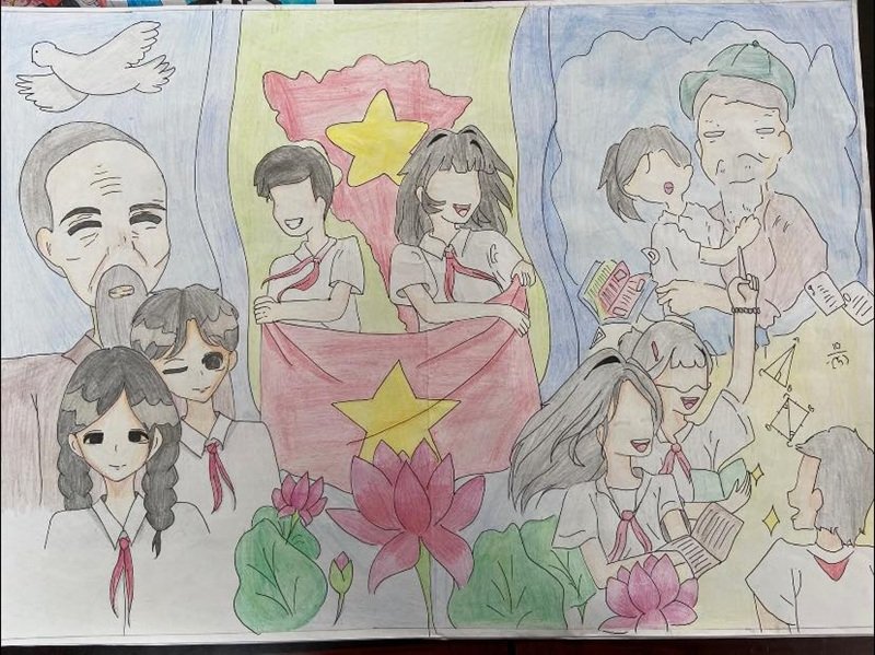 tranh vẽ bác hồ với thiếu nhi 34