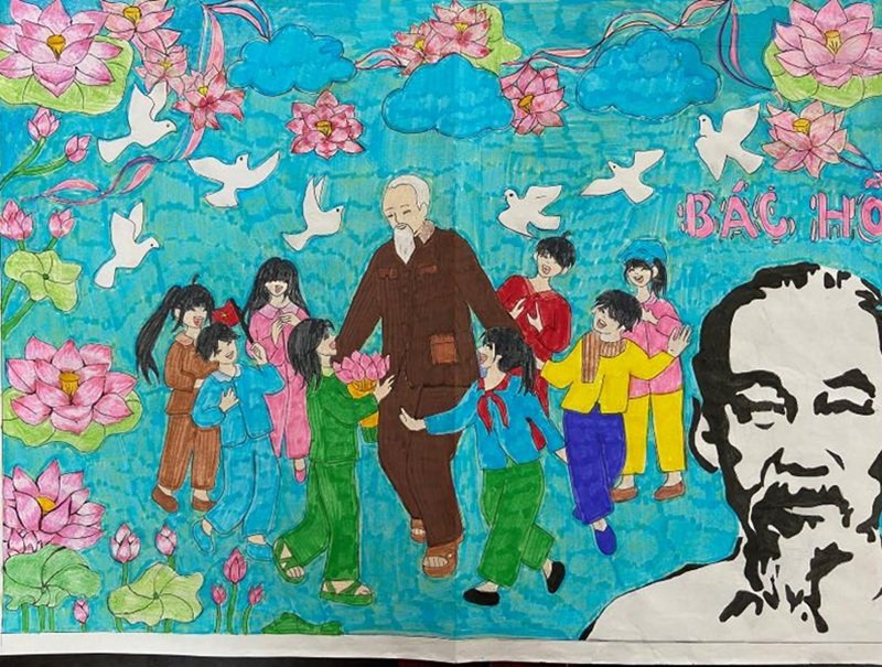 tranh vẽ bác hồ với thiếu nhi 35
