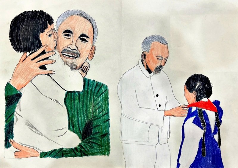 tranh vẽ bác hồ với thiếu nhi 4